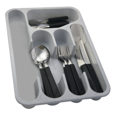 Jgo cubiertos 24 pzas + CUBIERTERO mango negro
