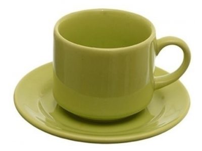 Taza de té c/plato 200 cc Verde Oxford