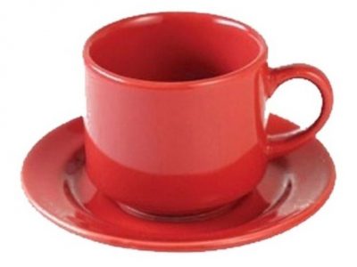 Taza de té c/plato 200 cc Roja Oxford