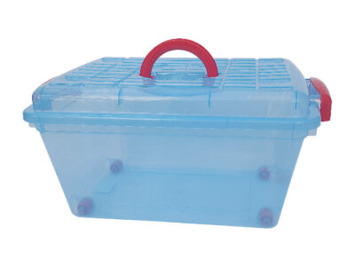 Caja con trabas y ruedas mediana 25 lts