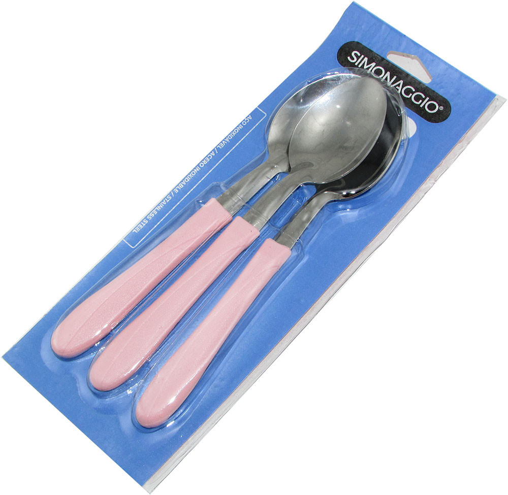 Cuchara de mesa x 3 mango rosa claro