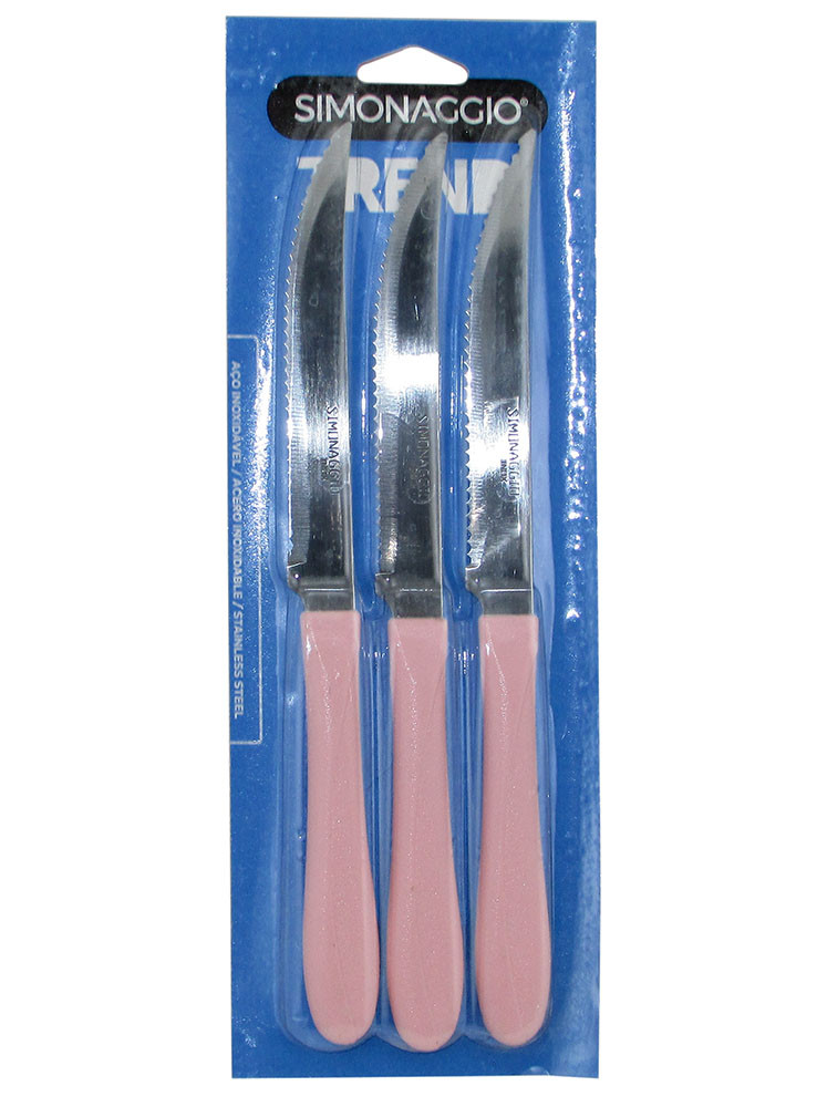 Cuchillo de mesa x 3 mango rosa claro