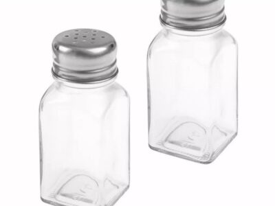 Salero vidrio c/tapa acero inox
