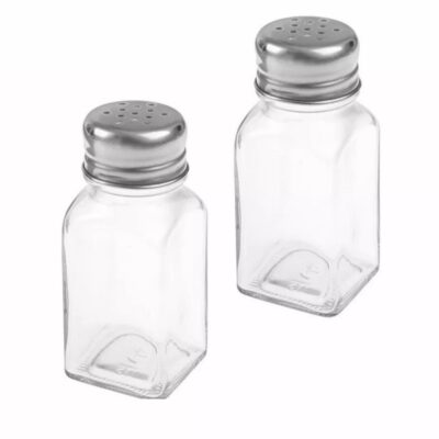 Salero vidrio c/tapa acero inox