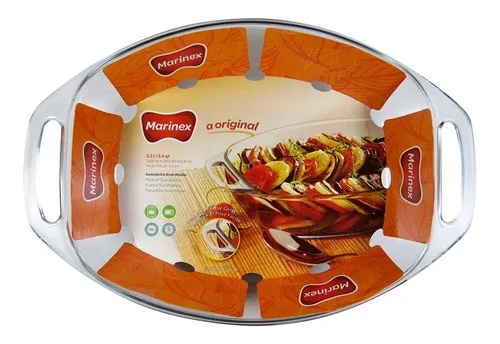 Fuente Oval Mediana c/manijas 3,2 Lts - 35,8 x 24,2 x 7 cm