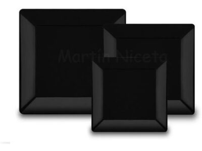 Plato Postre Cuadrado 20,5 cm Negro Oxford