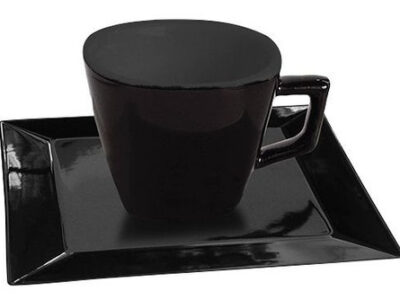 Taza te c/plato cuadrado 200 ml Negro Oxford