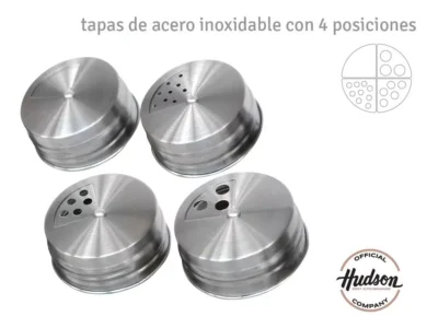 Set x 5 pzas especieros de vidrio c/tapa acero inox - Imagen 2