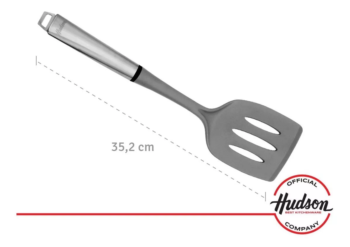 Espatula calada de nylon gris c/mango acero inox - Imagen 3