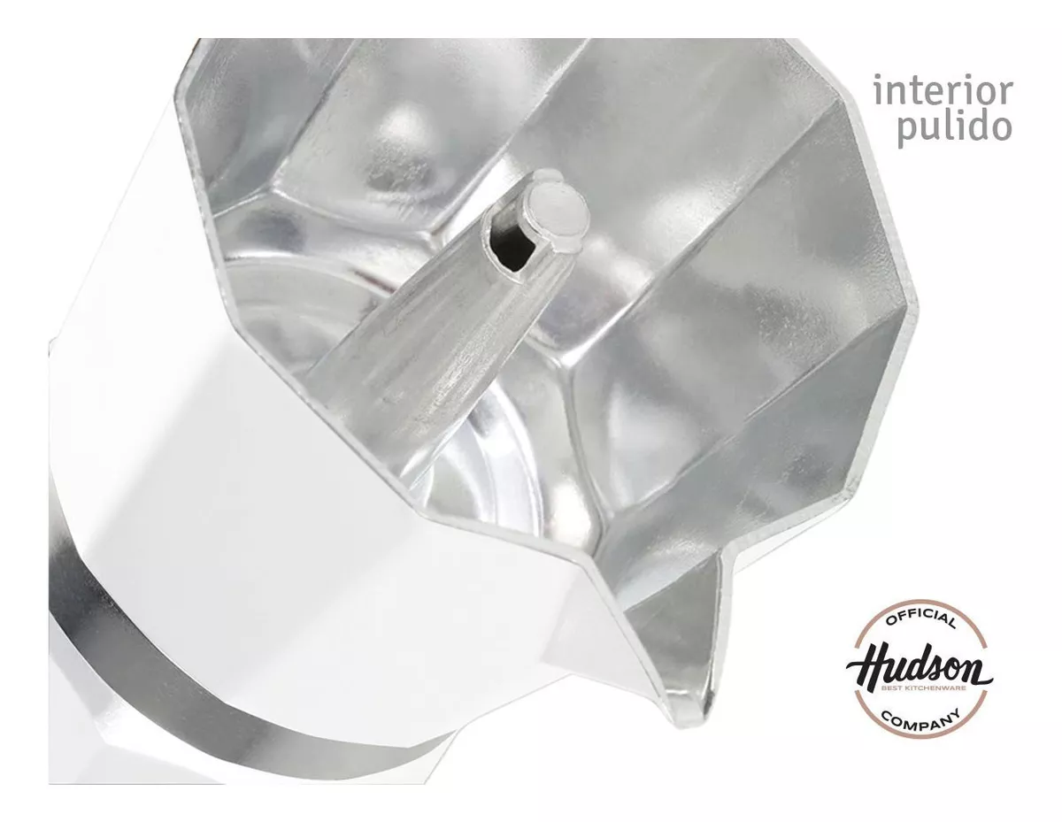 Cafetera aluminio Blanca Tipo Italiana 6 tazas a inducción - Imagen 3