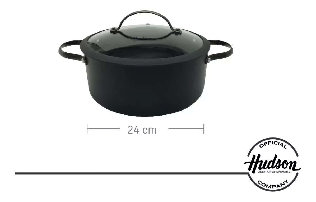 Cacerola c/asas 24 cm c/tapa c/silicona Total Black - Imagen 2