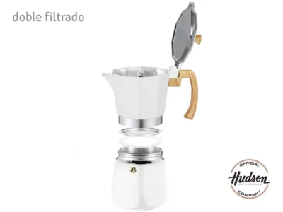 Cafetera aluminio Blanca Tipo Italiana 6 tazas a inducción