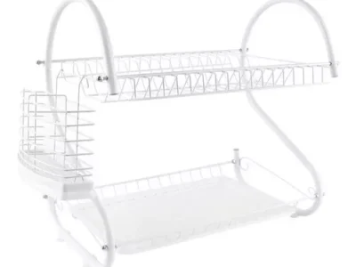 Escurridor de platos 2 pisos de acero pintado blanco