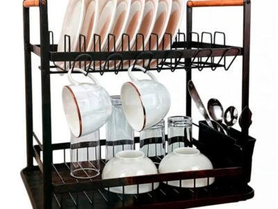 Secaplatos Negro 2 pisos Madera