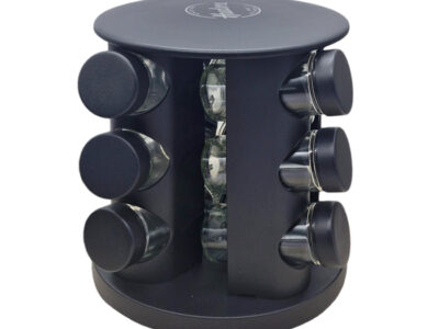 Set x 12 pzas especieros con base giratoria Negro