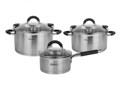 Batería 6 pzas Acero Inox c/tapa colador